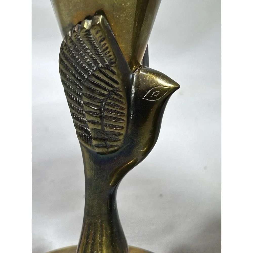 Vintage Godinger Silver Plate Brass Champagne Flutes w/ Birds Phoenix Set Of 3